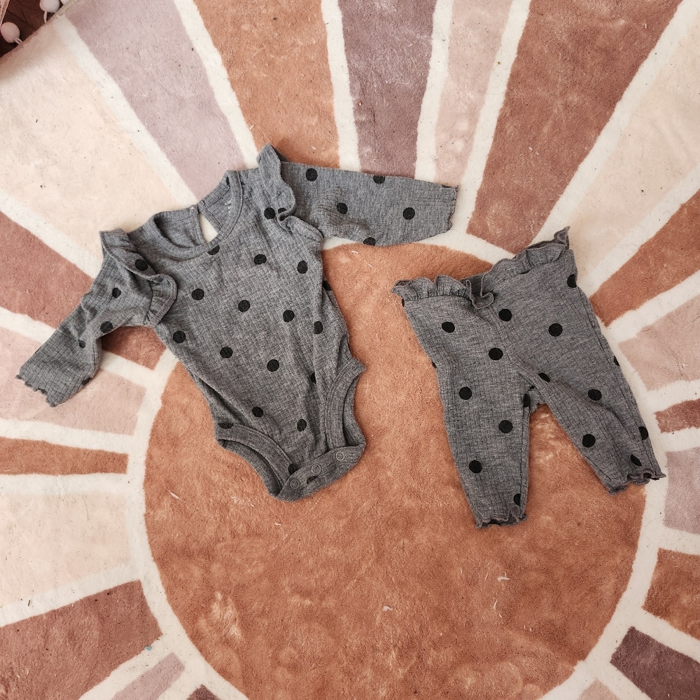 Carter's Gray and Black Polka Dot Kids Matching Set